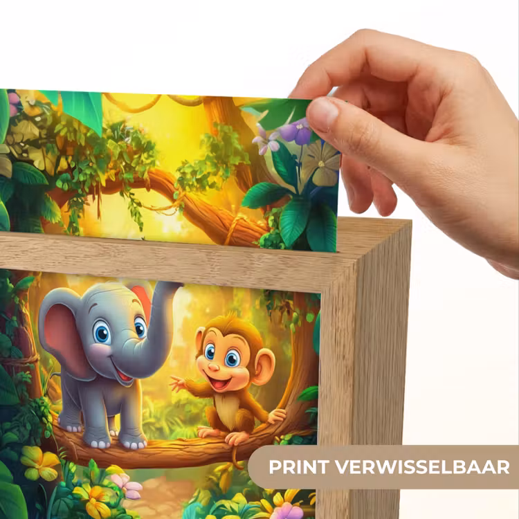 Olifant - Appje - Jungle - Kleurrijk Light Box met kabel (Kinderlampje) klein -USP_websiteprintNL
