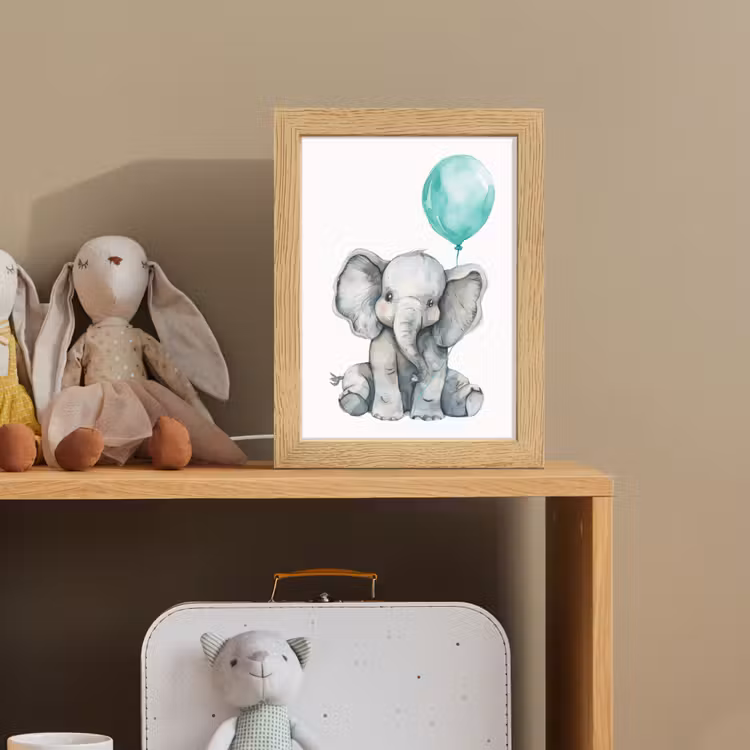 Olifant - Baby - Dieren - Blauwe ballon Light Box met kabel klein -sfeer2_kind