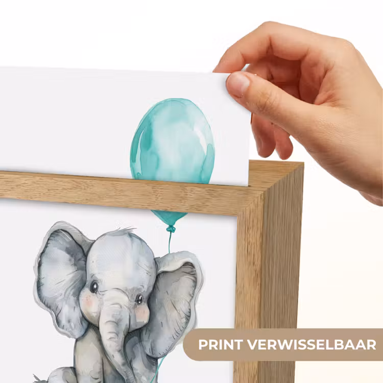 Olifant - Baby - Dieren - Blauwe ballon Light Box met kabel (Kinderlampje) klein -USP_websiteprintNL