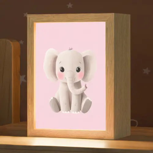Olifant - Baby - Roze - Cartoon Light Box met kabel klein -zzz_3d_website