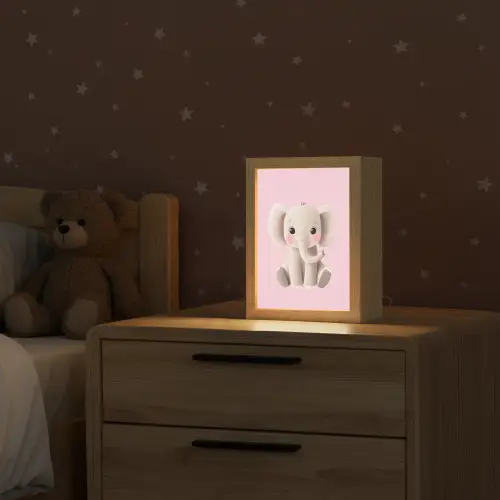 Olifant - Baby - Roze - Cartoon Light Box met kabel klein -sfeer1_kind