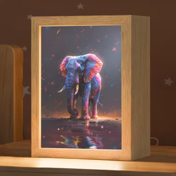 Olifant - Kleuren - Sterren - Dier Light Box met kabel klein -zzz_3d_website