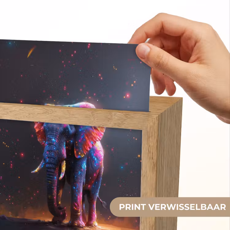 Olifant - Kleuren - Sterren - Dier Light Box met kabel (Kinderlampje) klein -USP_websiteprintNL