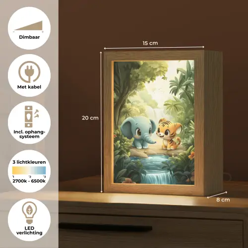 Olifant - Tijger - Bos - Jungle Light Box met kabel klein -USP_NL