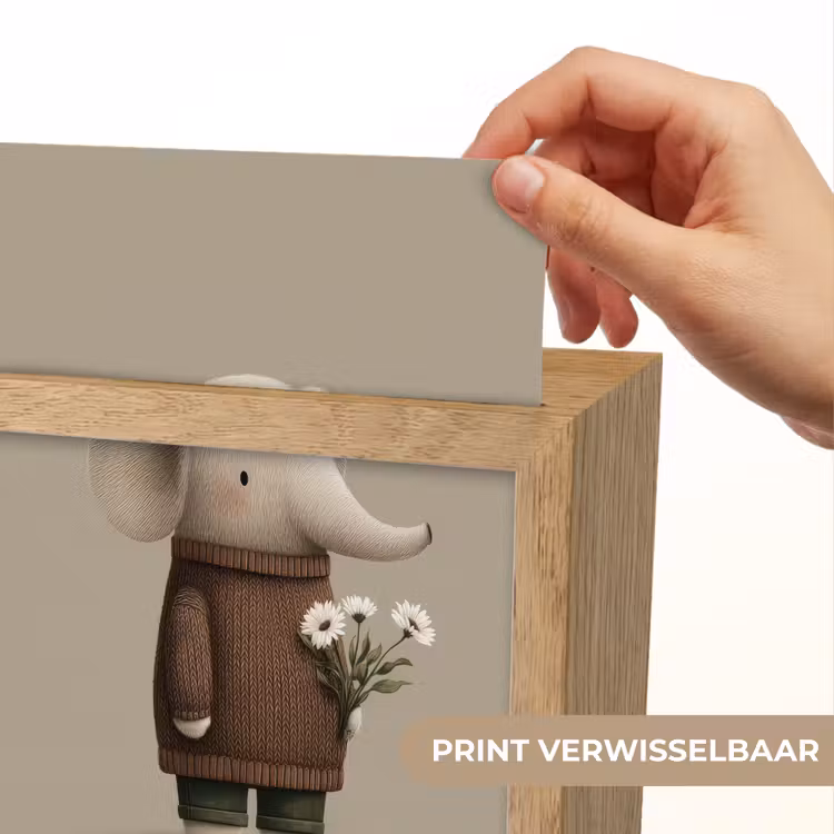 Olifant - Witte bloemen - Kindvriendelijk Light Box met kabel (Kinderlampje) klein -USP_websiteprintNL