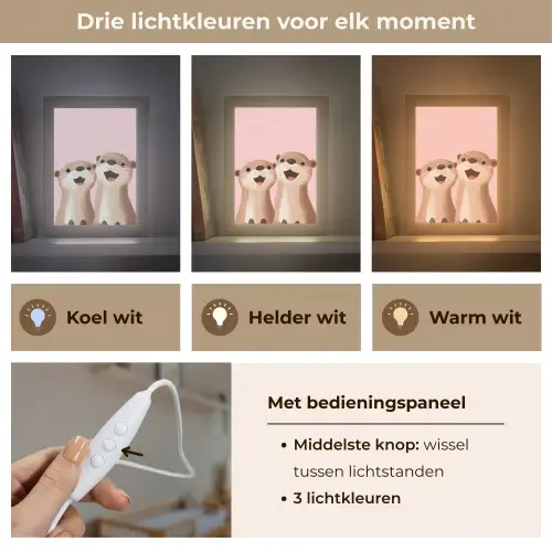 Otters - Glimlach - Bruin Light Box met kabel klein -USP_lichtkleurNL