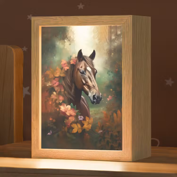 Paard - Bloemen - Natuur - Dieren - Bos - Oranje Light Box met kabel klein -zzz_3d_website