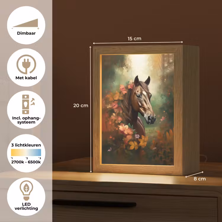 Paard - Bloemen - Natuur - Dieren - Bos - Oranje Light Box met kabel klein -USP_NL