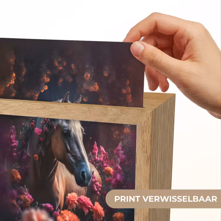Paard - Bloemen - Paars - Oranje - Dieren Light Box met kabel (Kinderlampje) klein -USP_websiteprintNL