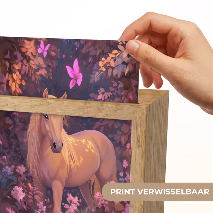 Paard - Bloemen - Paars - Vlinder Light Box met kabel (Kinderlampje) klein -USP_websiteprintNL