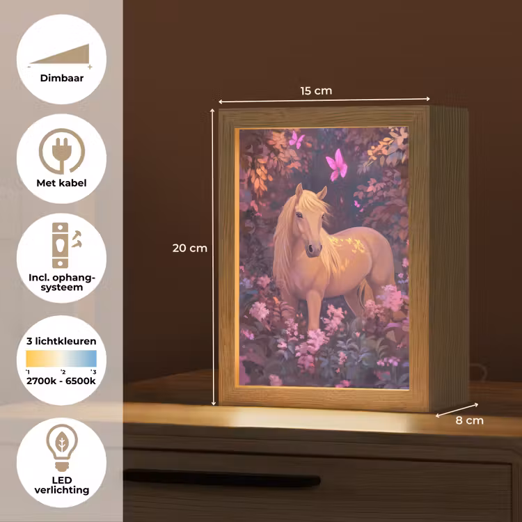 Paard - Bloemen - Paars - Vlinder Light Box met kabel klein -USP_NL
