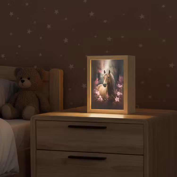 Paard - Bloemen - Roze - Natuur - Bos Light Box met kabel klein -sfeer1_kind