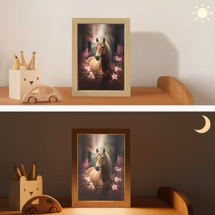 Paard - Bloemen - Roze - Natuur - Bos Light Box met kabel klein -sfeer3_kind