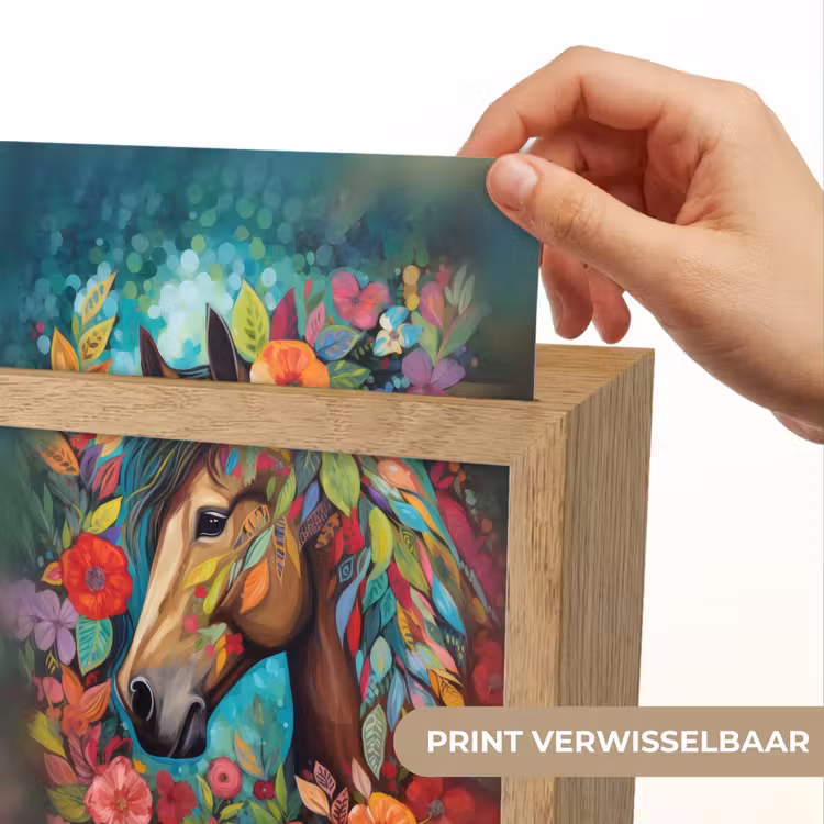 Paard - Bloemen - Schilderij - Natuur - Verf Light Box met kabel (Kinderlampje) klein -USP_websiteprintNL