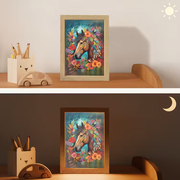 Paard - Bloemen - Schilderij - Natuur - Verf Light Box met kabel klein -sfeer3_kind