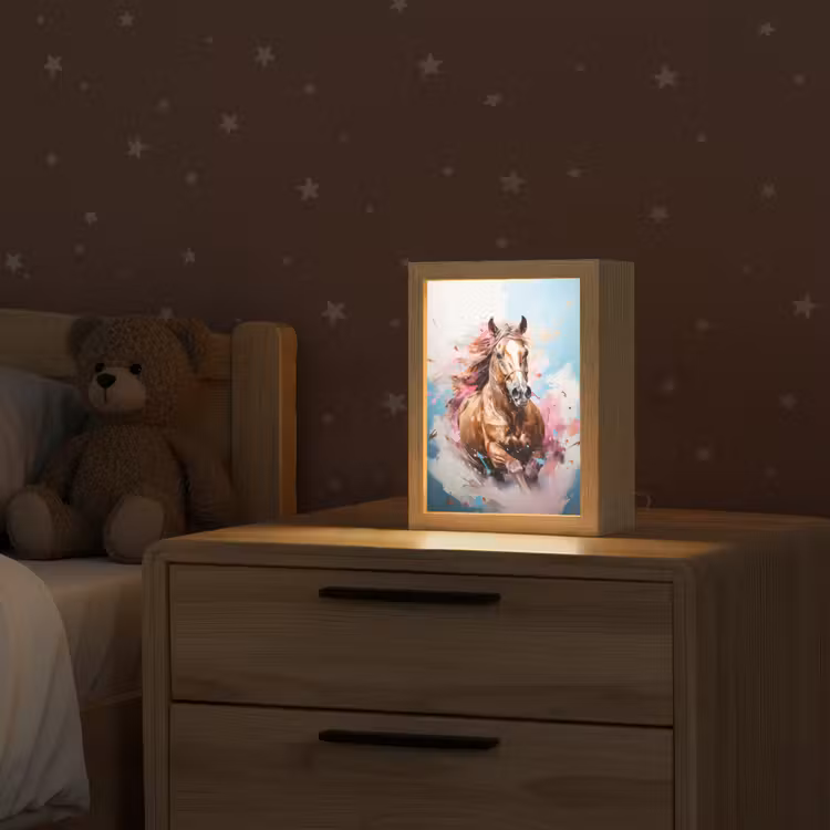 Paard - Meisjes - Blauw - Roze Light Box met kabel klein -sfeer1_kind