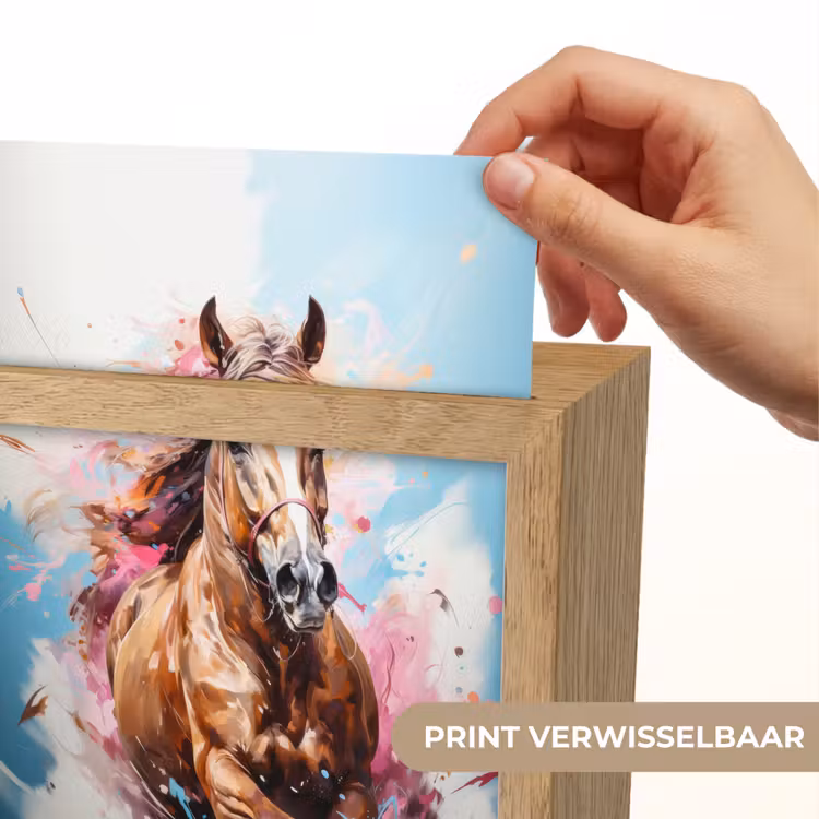 Paard - Meisjes - Blauw - Roze Light Box met kabel (Kinderlampje) klein -USP_websiteprintNL