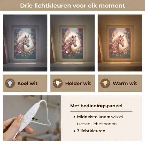 Paard - Natuur - Bloemen - Vlinders - Bos Light Box met kabel klein -USP_lichtkleurNL