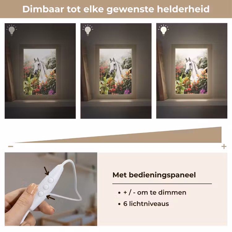 Paard - Wit - Bos - Bloemen - Planten Light Box met kabel klein -USP_dimbaarNL