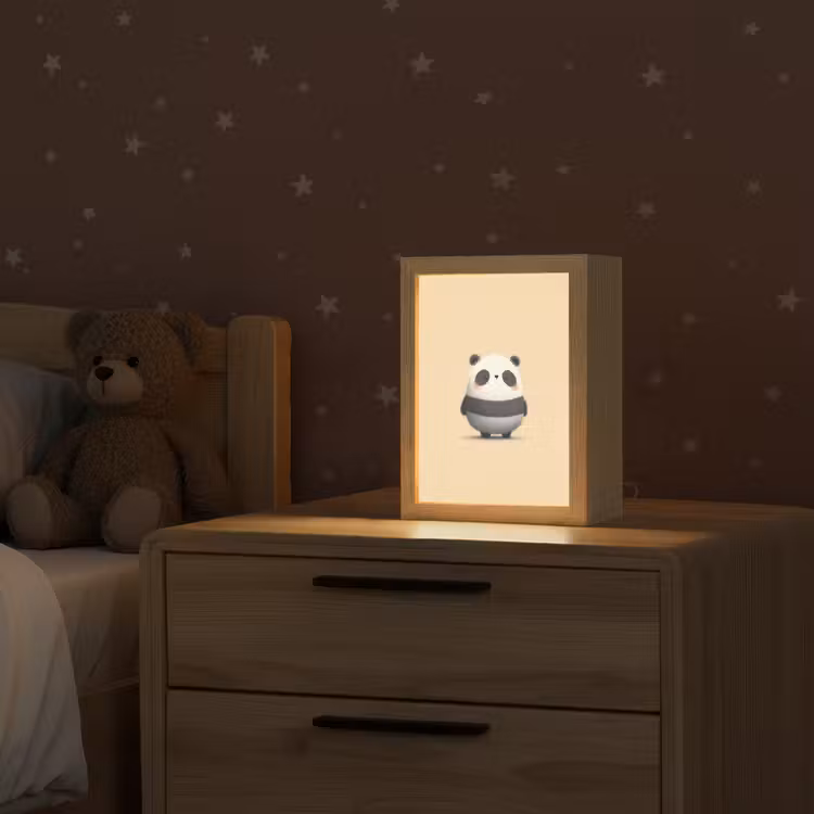 Panda - Beige - Minimalistisch Light Box met kabel klein -sfeer1_kind