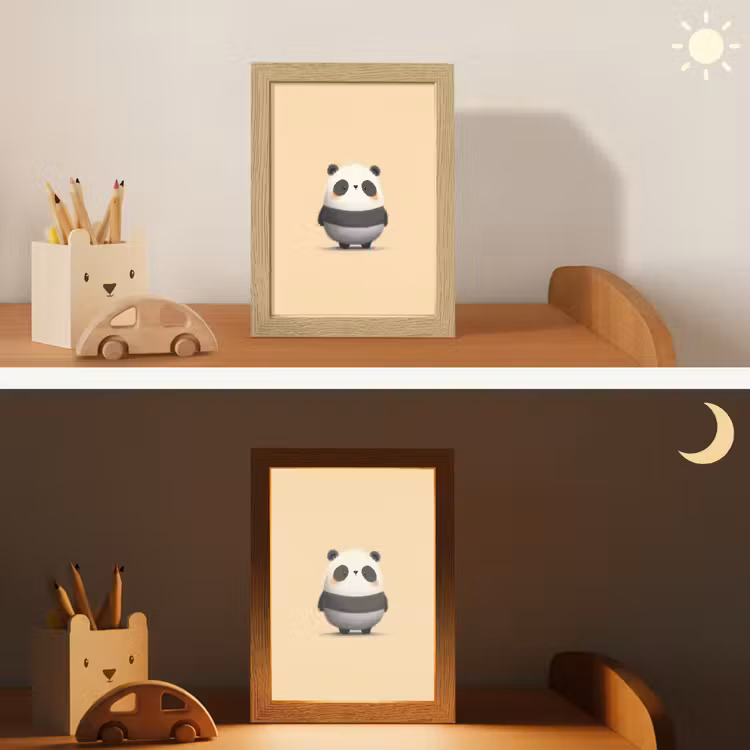 Panda - Beige - Minimalistisch Light Box met kabel klein -sfeer3_kind