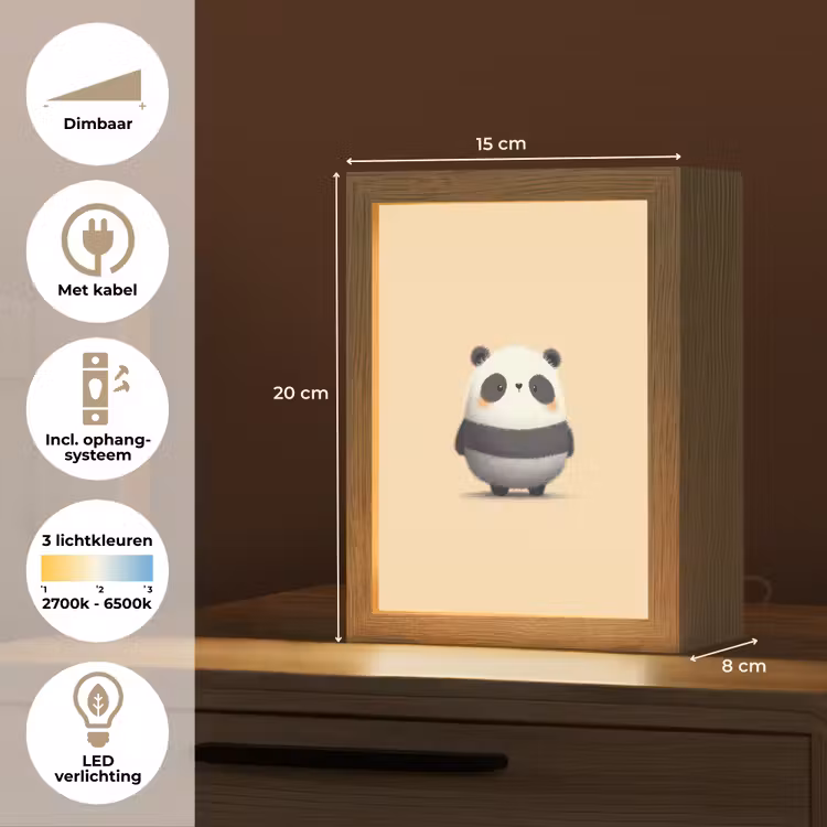 Panda - Beige - Minimalistisch Light Box met kabel klein -USP_NL