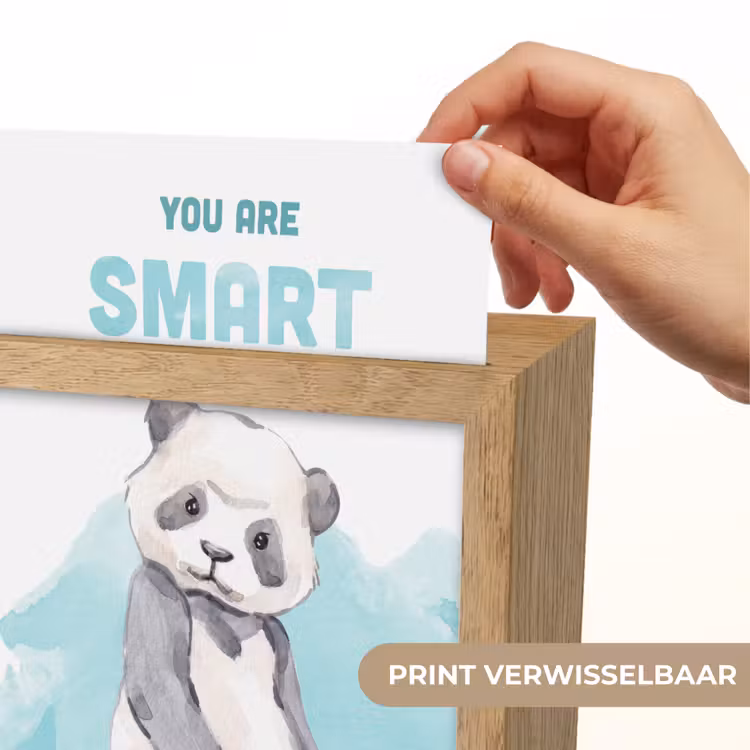 Panda - Blauw - Quote - 'You are smart' Light Box met kabel (Kinderlampje) klein -USP_websiteprintNL
