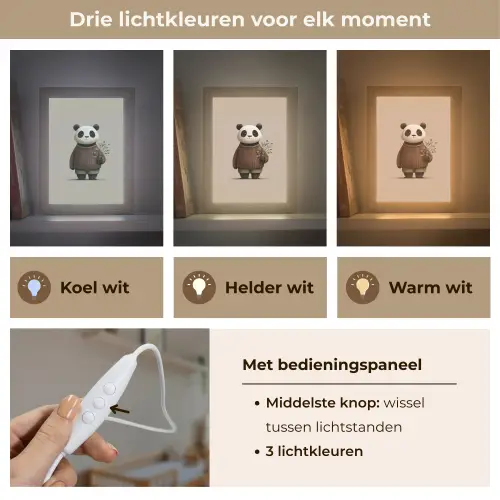 Panda - Blauwe bloemen - Zachtheid Light Box met kabel klein -USP_lichtkleurNL