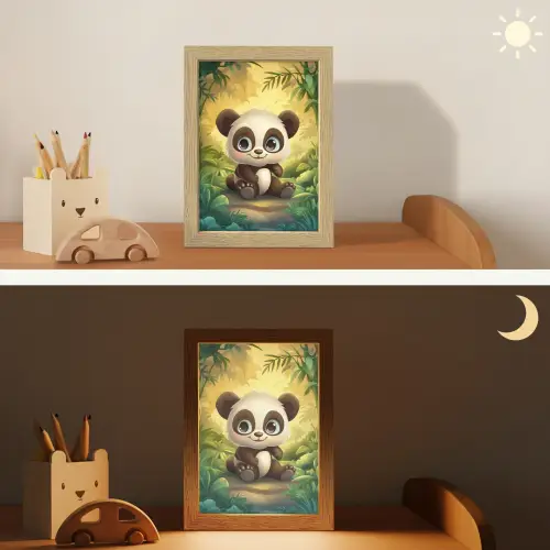 Panda - Cartoon - Bamboebos - Zwart Light Box met kabel klein -sfeer3_kind