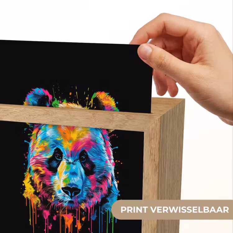 Panda - Dieren - Kleur - Verf - Zwart Light Box met kabel (Kinderlampje) klein -USP_websiteprintNL