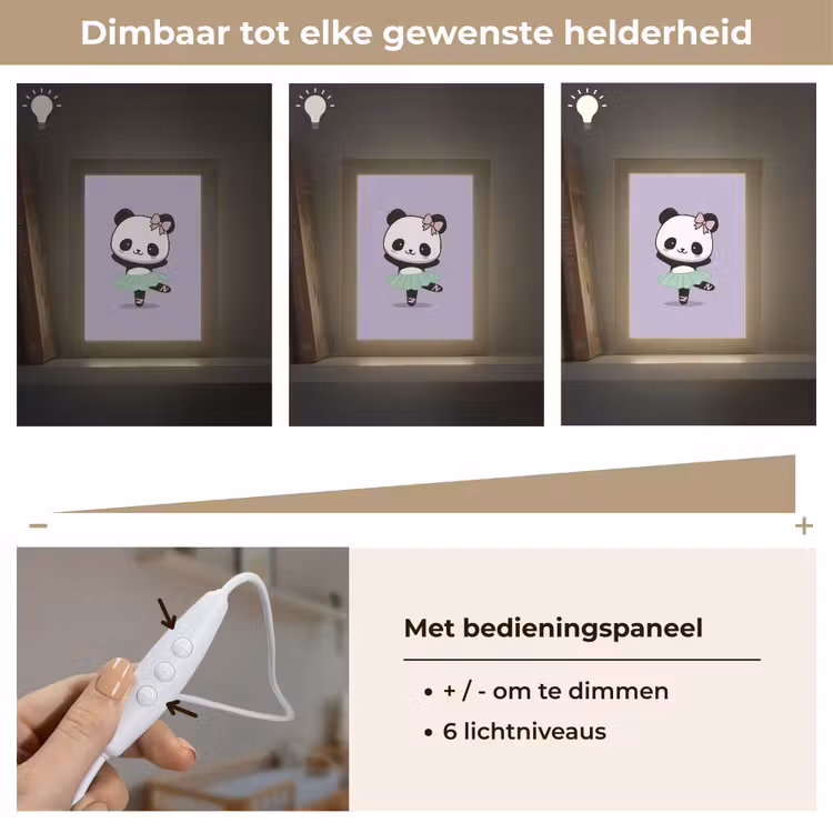 Panda - Paars - Sierlijk - Kawaii Light Box met kabel klein -USP_dimbaarNL