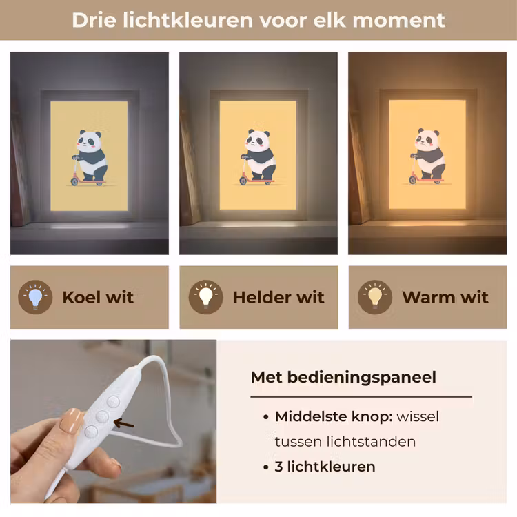 Panda - Step - Geel Light Box met kabel klein -USP_lichtkleurNL