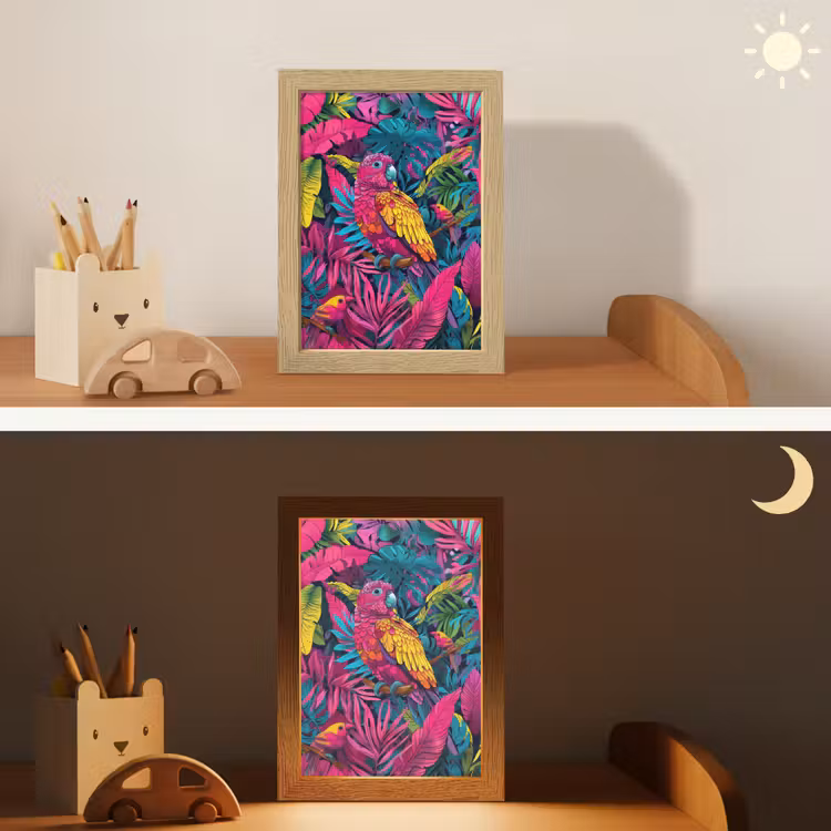 Papegaai - Tropisch - Jungle - Kleurrijk Light Box met kabel klein -sfeer3_kind