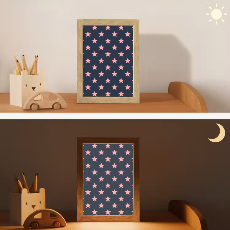 Patroon - Sterren - Roze Light Box met kabel (Kinderlampje) klein 904 -sfeer3_kind