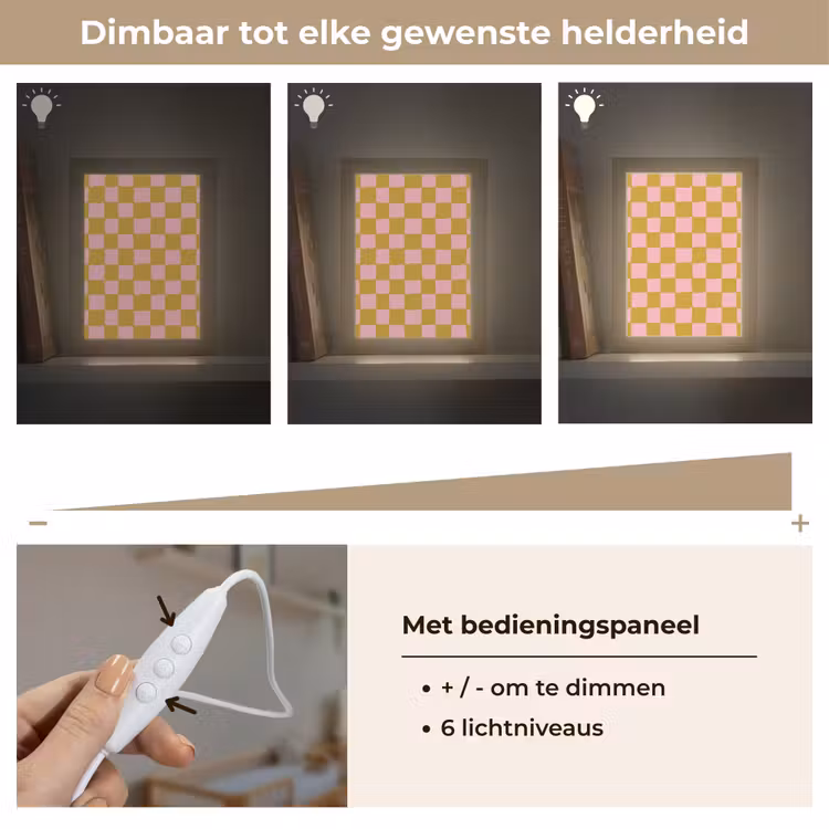 Patroon - Vierkant - Roze Light Box met kabel (Kinderlampje) klein 904 -USP_dimbaarNL