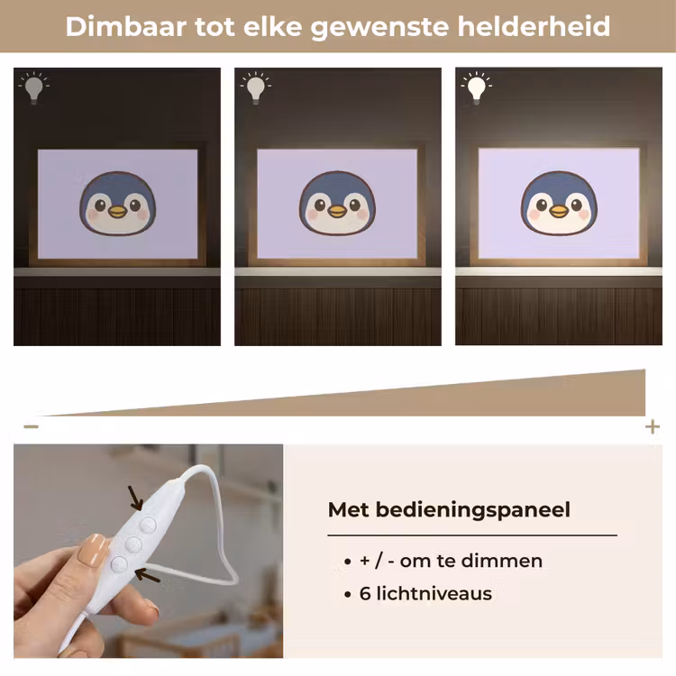 Pinguïn - Paars - Schattig Light Box met kabel klein -USP_dimbaarNL