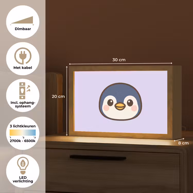 Pinguïn - Paars - Schattig Light Box met kabel klein -USP_NL