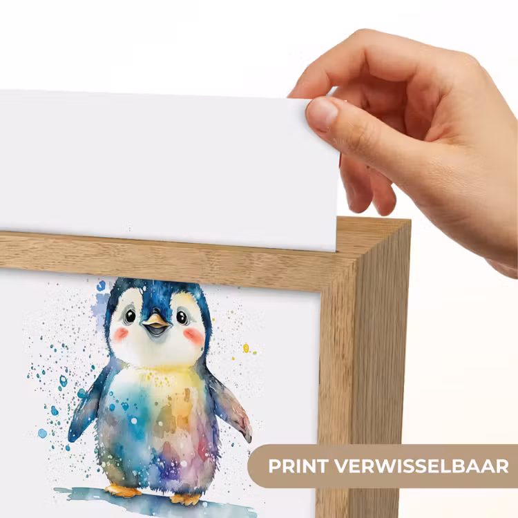 Pinguïn - Regenboog - Waterverf - Dieren - Kinderen Light Box met kabel (Kinderlampje) klein -USP_websiteprintNL