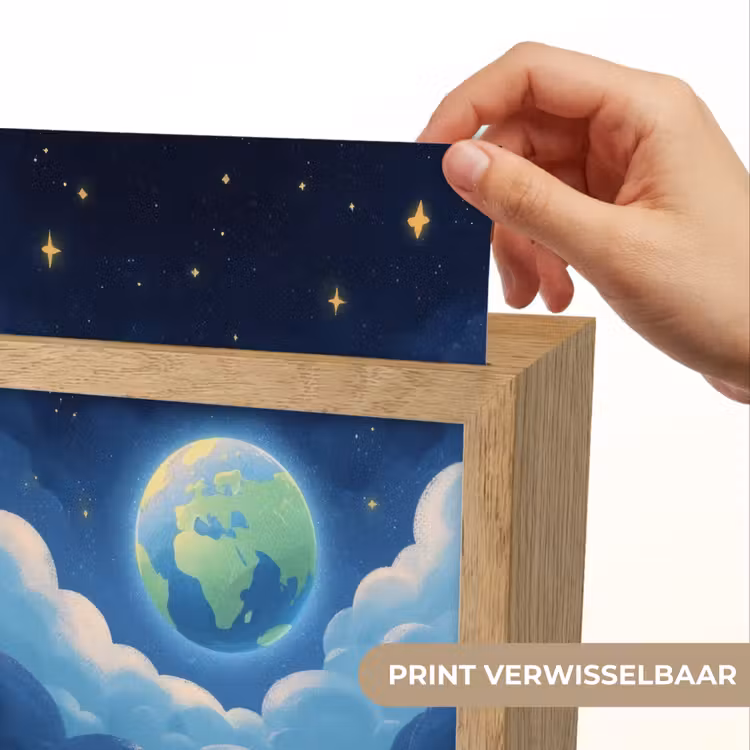 Planeet - Wolken - Sterren - Blauw Light Box met kabel (Kinderlampje) klein -USP_websiteprintNL