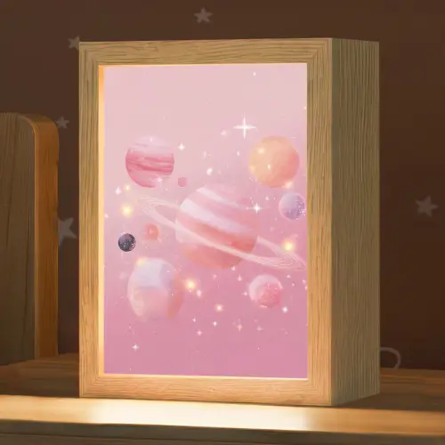 Planeten - Roze - Sterren Light Box met kabel klein -zzz_3d_website