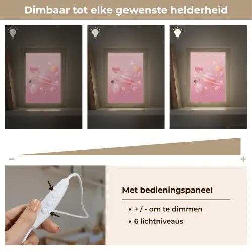 Planeten - Roze - Sterren Light Box met kabel klein -USP_dimbaarNL