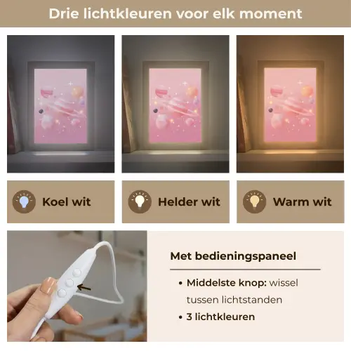 Planeten - Roze - Sterren Light Box met kabel klein -USP_lichtkleurNL