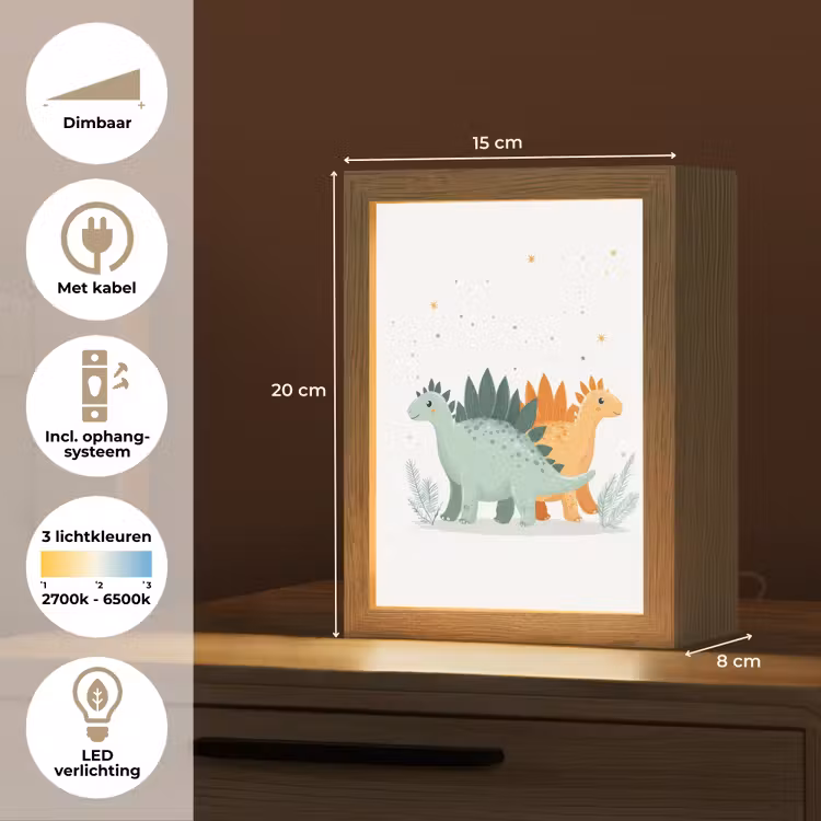 Planten - Sterren - Dinosaurussen - Oranje Light Box met kabel klein -USP_NL