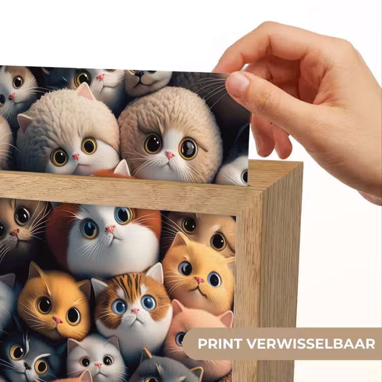 Poes - Kat - Design - Bruin - Grijs - Kids Light Box met kabel (Kinderlampje) klein -USP_websiteprintNL