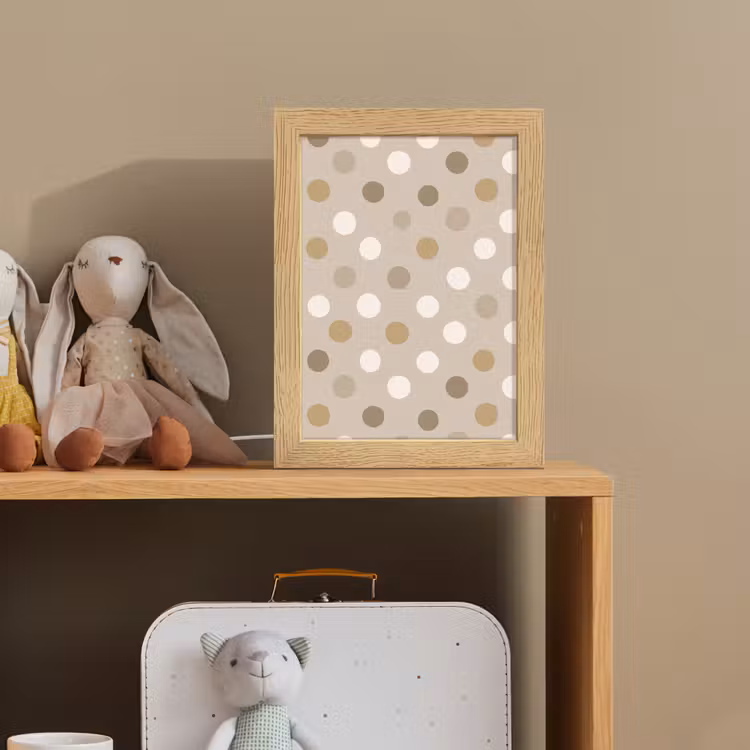 Polka - Dots - Beige Light Box met kabel (Kinderlampje) klein 904 -sfeer2_kind