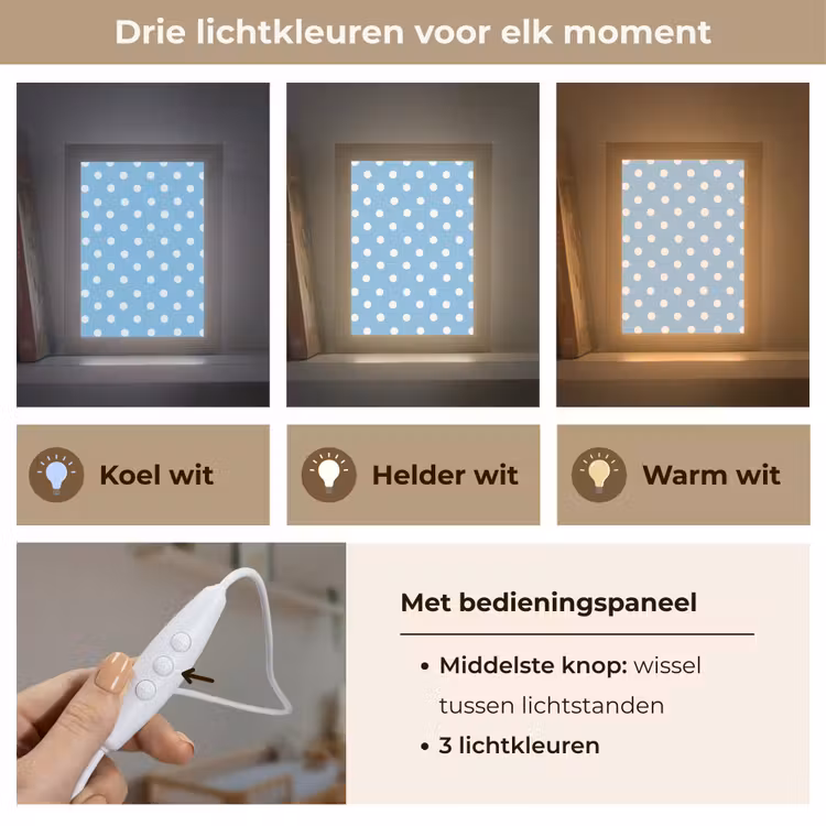 Polka - Dots - Blauw Light Box met kabel (Kinderlampje) klein 904 -USP_lichtkleurNL
