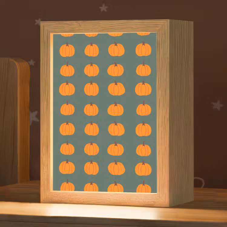 Pompoen - Patroon - Oranje Light Box met kabel (Kinderlampje) klein 904 -zzz_3d_website
