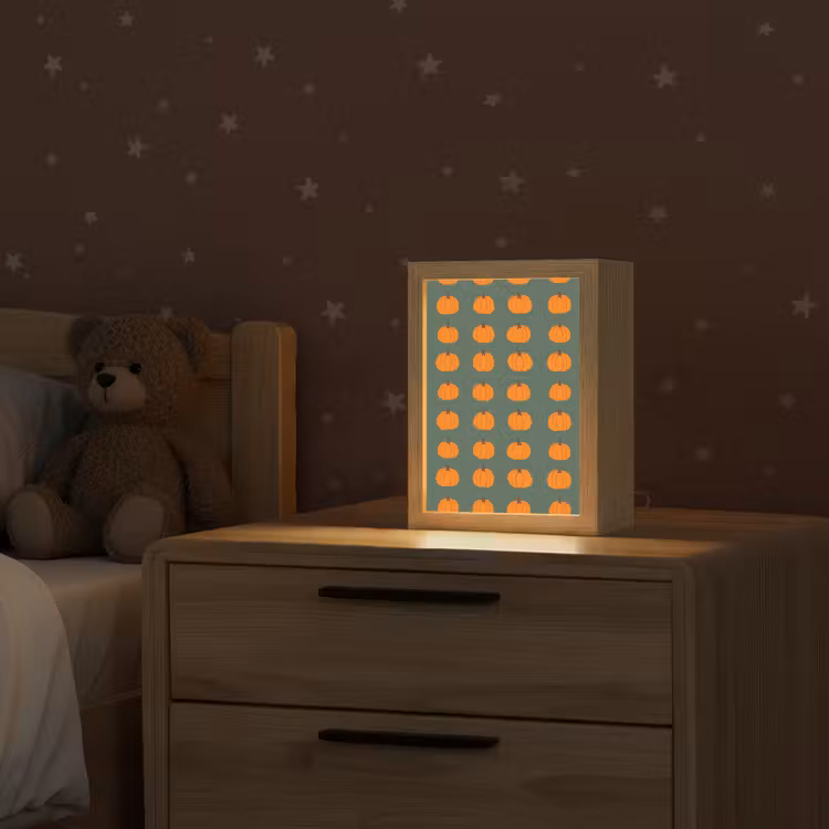 Pompoen - Patroon - Oranje Light Box met kabel (Kinderlampje) klein 904 -sfeer1_kind