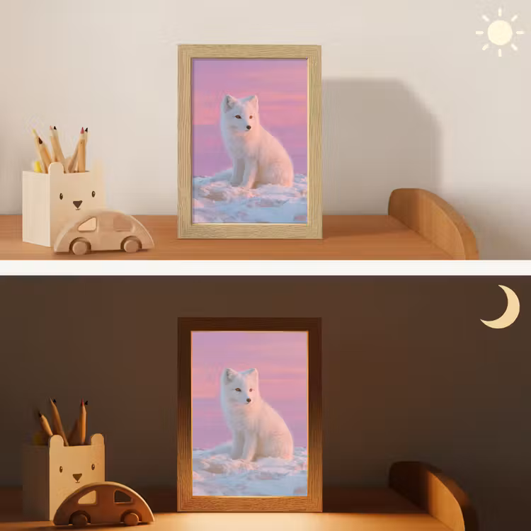 Poolvos - Sneeuw - Roze Light Box met kabel klein -sfeer3_kind