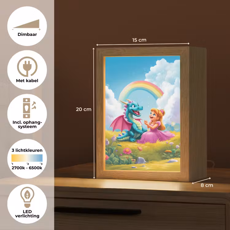 Prinses - Draak - Regenboog Light Box met kabel klein -USP_NL